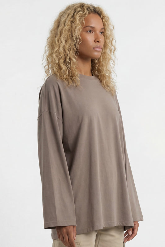 LONG TEE SHIRT - TAUPE